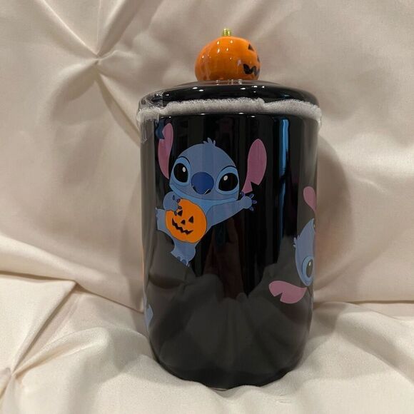 Disney Lilo & Stitch, Stitch with Pumpkins Fall Halloween Jar with Lid NWT - Picture 6 of 8